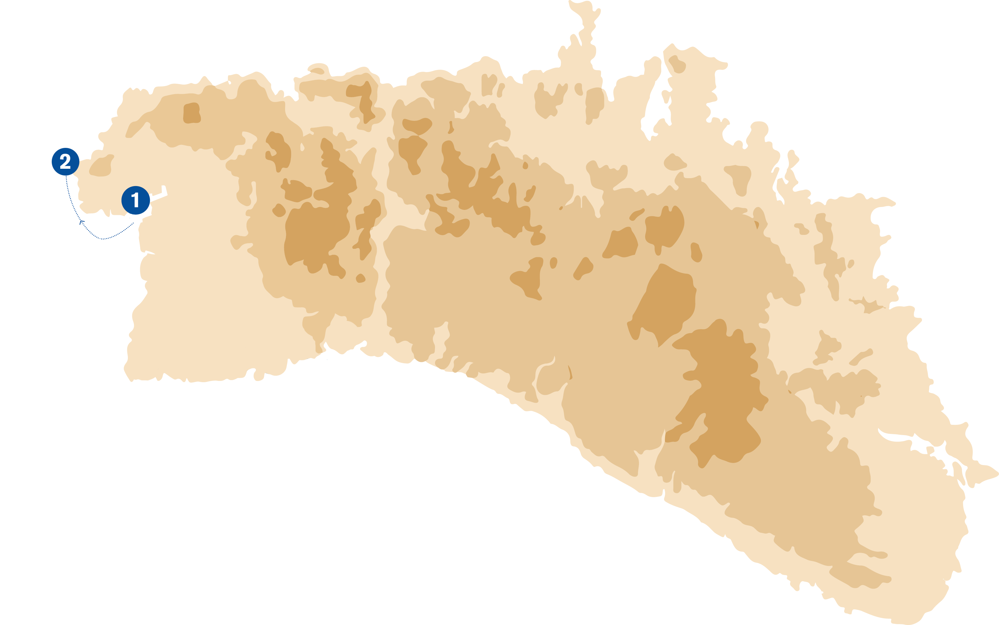 Mapa indicando todas las paradas que realizara el barco durante la excursión